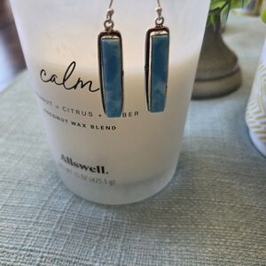 Larimar Bar Drop Earrings with Silver Setting